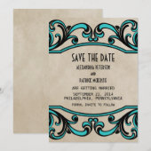 アクアゴシックの渦巻き Save the Date 招待状 (正面/裏面)