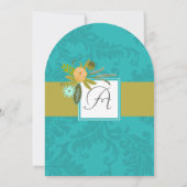 アクアゴールデンライムシャルトレウスダマスクウェディング招待状 招待状 (裏面)