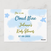 アクアゴールドの彼女は雲の上にいる ベビーシャワーの雲 ポストカード (裏面)