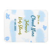 アクアゴールドの雲の上で幸せいっぱい！ベビーシャワーの雲 マグネット (横)