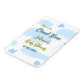 アクアゴールドの雲の上で幸せいっぱい！ベビーシャワーの雲 マグネット (左側)