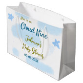 アクアゴールドの雲の上で幸せいっぱい！ベビーシャワーの雲 ラージペーパーバッグ (裏面アングル)