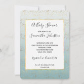 アクアゴールドオンブレコンフェッティグラマベイビーシャワー 招待状 (正面)