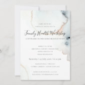 アクアゴールド水彩ブラシ ワークショップ イベント ロゴ 招待状 (正面)