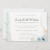 アクアゴールド水彩画ブラシ ワークショップ イベントロゴ 招待状 (正面)