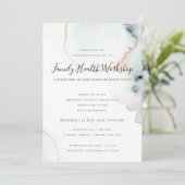 アクアゴールド水彩画ブラシ ワークショップ イベントロゴ 招待状 (スタンド正面)