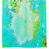 アクアサイケデリックアンドライムグリーンミルクウィード シャワーカーテン (正面)