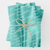 アクアサテン – ハッピーマザーズデイ – 文字パターン ラッピングペーパーシート (インサイチュ)