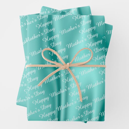 アクアサテン – ハッピーマザーズデイ – 文字パターン ラッピングペーパーシート (インサイチュ)