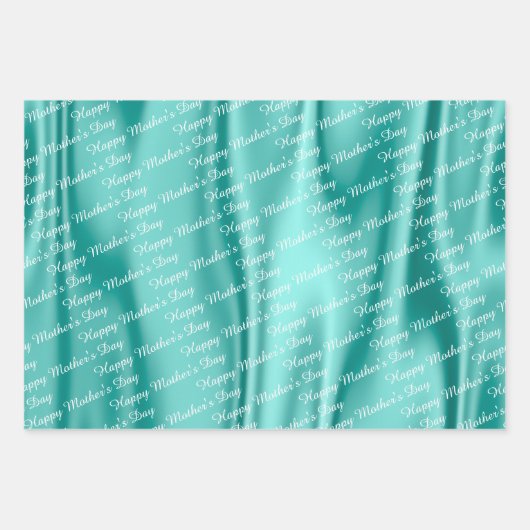 アクアサテン – ハッピーマザーズデイ – 文字パターン ラッピングペーパーシート (正面)