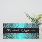 アクアサテン&ホワイトペイズリーレース結婚式招待状 招待状 (スタンド正面)