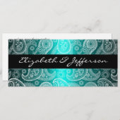 アクアサテン&ホワイトペイズリーレース結婚式招待状 招待状 (正面/裏面)