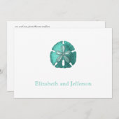 アクアサンドドルモダン結婚式招待状 招待状 (正面/裏面)