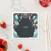 アクアサンドワーク積み重ねシーガラスブライダルシャワー スタンダードカクテルナプキン (インサイチュ)