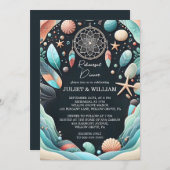 アクアサンド作業積み重ね海ガラスのリハーサルディナー 招待状 (正面/裏面)