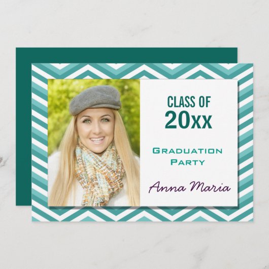 アクアシェブロン卒業パーティーフォト招待状 招待状 (正面/裏面)