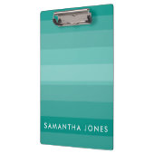 アクアシェーグラデーションズシンプルストライプ名のパーソナライズ クリップボード (左)