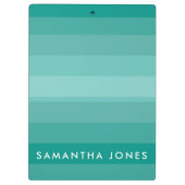 アクアシェーグラデーションズシンプルストライプ名のパーソナライズ クリップボード (裏面)