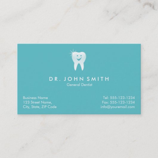 アクアシャイニーな笑顔の歯の歯科アポイントメント 予約カード (正面)