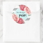 アクアシルバーピンクフローラベビーシャワー準備ポップ・アートの完了 ラウンドシール (バッグ)