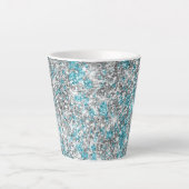 アクアシルバーユニコーングリッタースパークル誕生日 カフェラテマグ (正面)