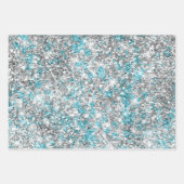 アクアシルバーユニコーングリッタースパークル誕生日 ラッピングペーパーシート (正面)