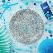 アクアシルバーユニコーングリッタースパークル ペーパープレート (パーティー)