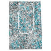 アクアシルバーユニコーングリッタースパークル ミディアムペーパーバッグ (裏面)