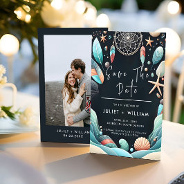 アクアシンドワーク積み重ねシーガラス結婚ズ セーブザデート