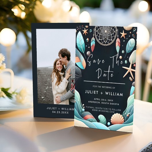 アクアシンドワーク積み重ねシーガラス結婚ズ セーブザデート