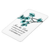 アクアシンプルさくらんぼの花々は日付を保存 マグネット (左側)