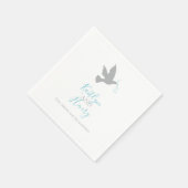 アクアシンプルブルーのリボンの灰色の結婚鳩 スタンダードカクテルナプキン (角)