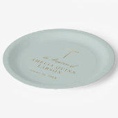 アクアシンプル金ゴールドエレガントクロスバプテスマ《キリスト教》洗礼式や命名式 ペーパープレート (アングル)