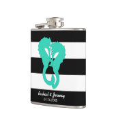 アクアシーウマストライプーズのカップルパーソナライズされた フラスク (左)