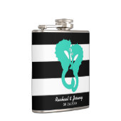 アクアシーウマストライプーズのカップルパーソナライズされた フラスク (右)
