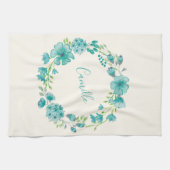 アクアシーグリーンフローラリース パーソナライズされた キッチンタオル (横)