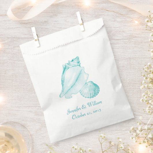 アクアシーシェル結婚式の引き出物バッグ フェイバーバッグ (クリップ留めされた状態)