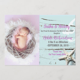 アクアシーセルビーチベビー誕生発表写真 案内状