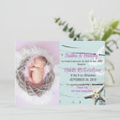 アクアシーセルビーチベビー誕生発表写真 案内状 (スタンド正面)