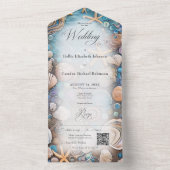 アクアシーセル素朴ビーチQRコード オールインワン招待状 (内側)