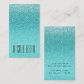 アクアシーブルーグリッタースパークルパーティーグラムエレガント 名刺 (正面/裏面)