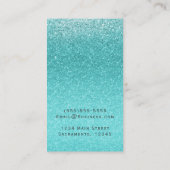 アクアシーブルーグリッタースパークルパーティーグラムエレガント 名刺 (裏面)