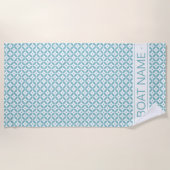 アクアジオメトリパターン。ボート名ビーチタオル ビーチタオル (正面)