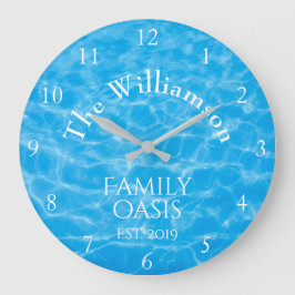 アクアスイミングプールサマーウォーターリップルファミリー ラージ壁時計