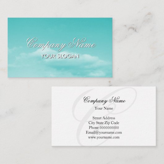 アクアスカイデザイン付き静かな名刺イメージ 名刺 (正面/裏面)