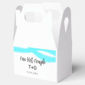 アクアスカイブルーパステル1つのホットカップルの名前の日付を追加 フェイバーボックス (オープン)