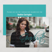 アクアスクエレガントリプト写真卒業招待状 招待状 (正面/裏面)