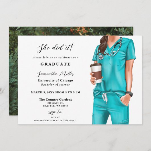 アクアスクラブナース写真彼女はそれを卒業した 招待状 (正面/裏面)