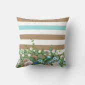 アクアスタイリッシュとタンのフローラと名ストライプ前の文字 クッション (裏面)