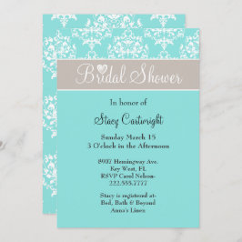 アクアスタイリッシュとトープのブライダルシャワーへの招待 招待状